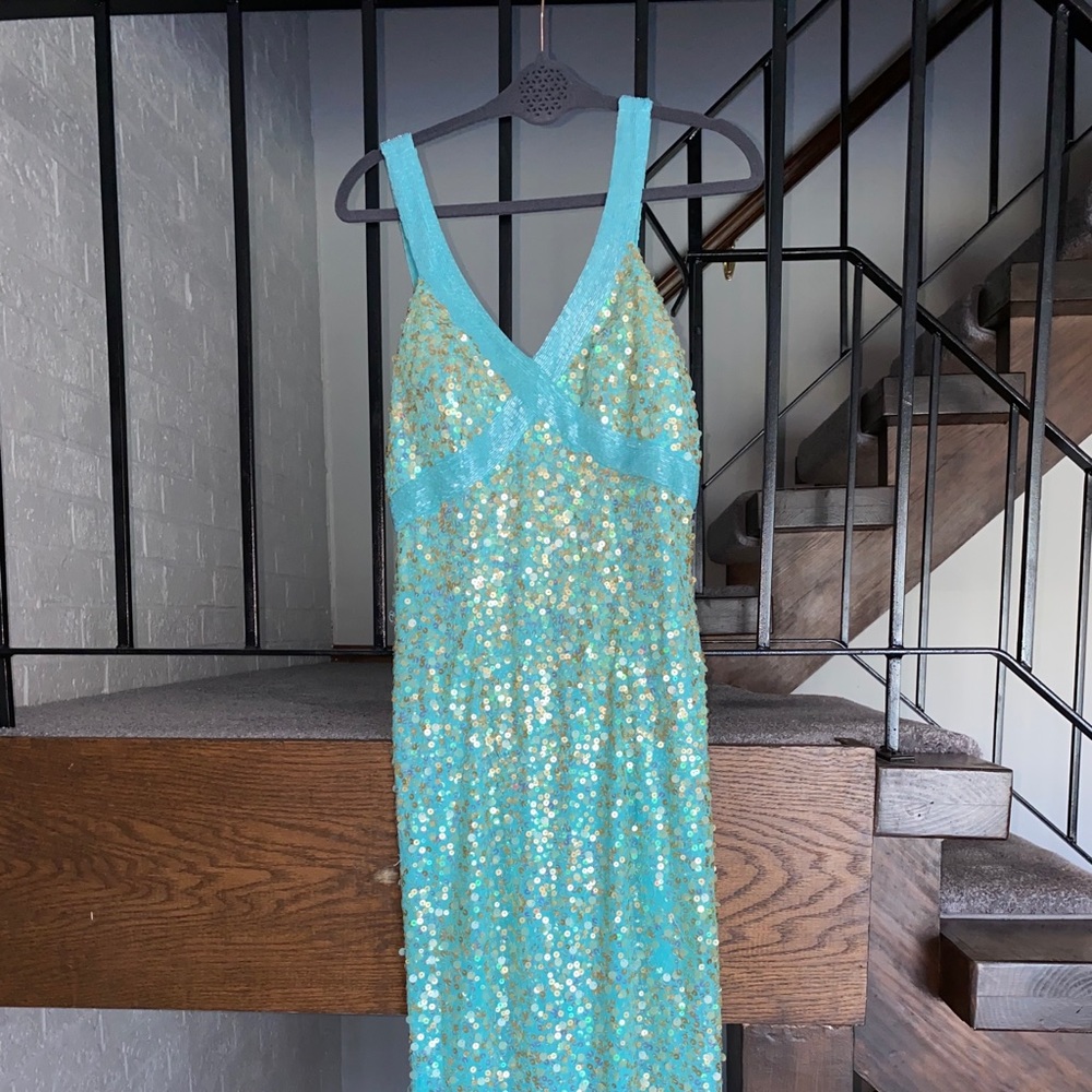 Light blue maxi sequenced dress
